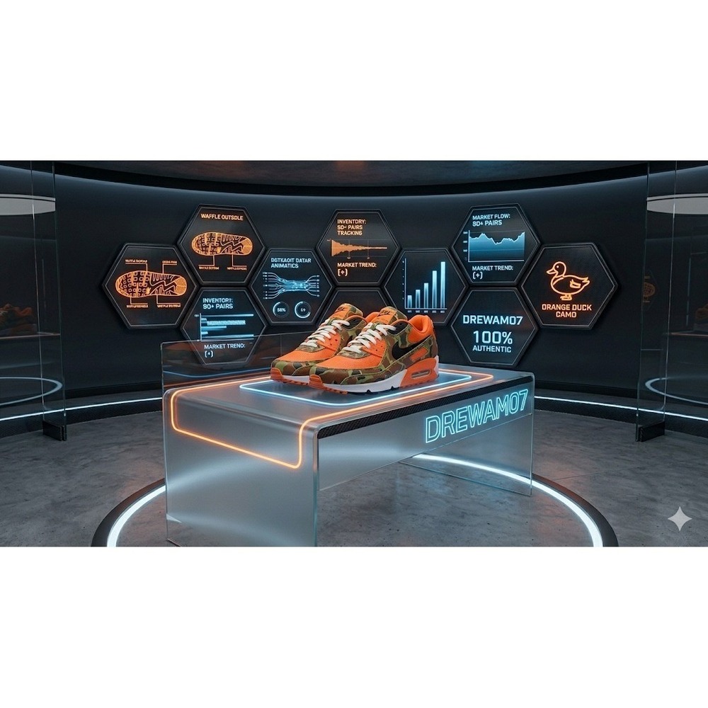 Nike Air Max 90 Orange Duck Camo 2020 - CW4039-800 - Size 7M/8.5W - Authentic - Picture 1 of 14